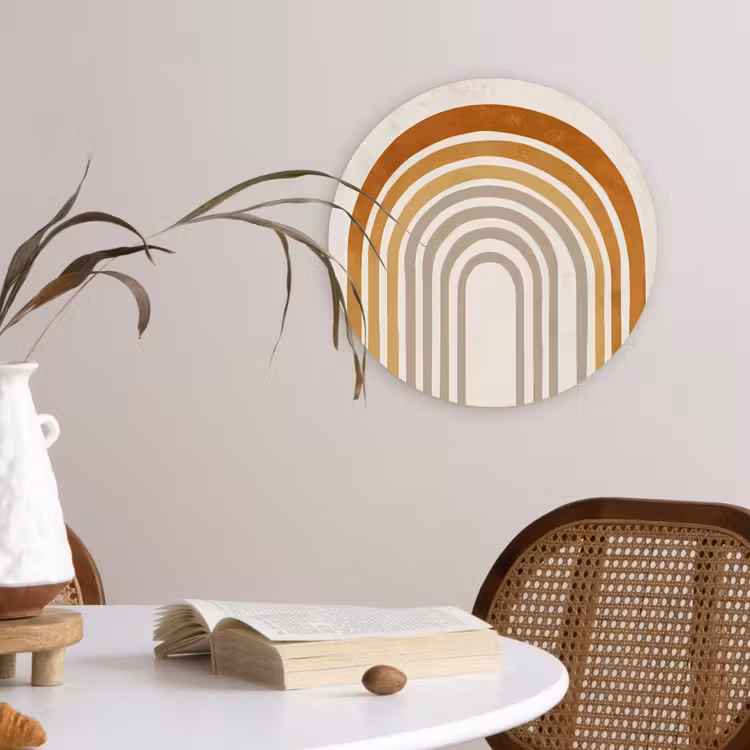 Minimalistisch - Boog - Lijnen - Beige Wandcirkel plexiglas klein -sfeer4