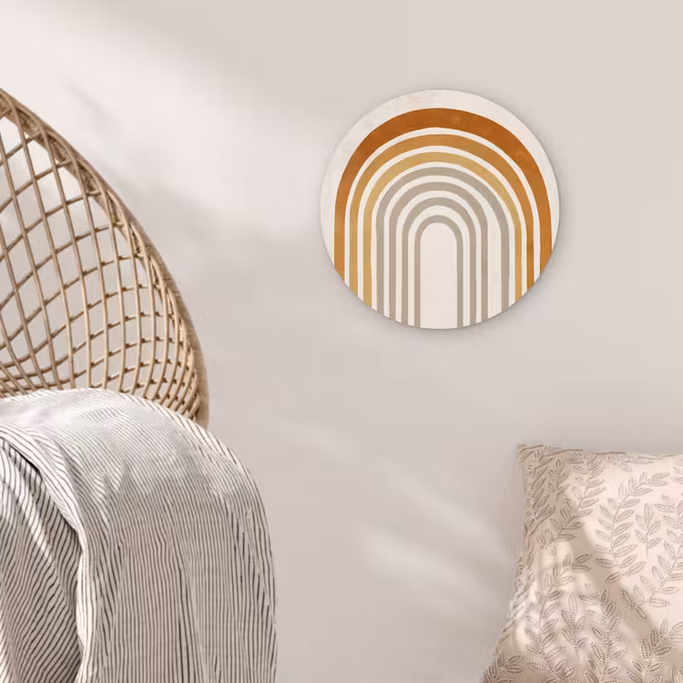 Minimalistisch - Boog - Lijnen - Beige Wandcirkel plexiglas klein -sfeer5