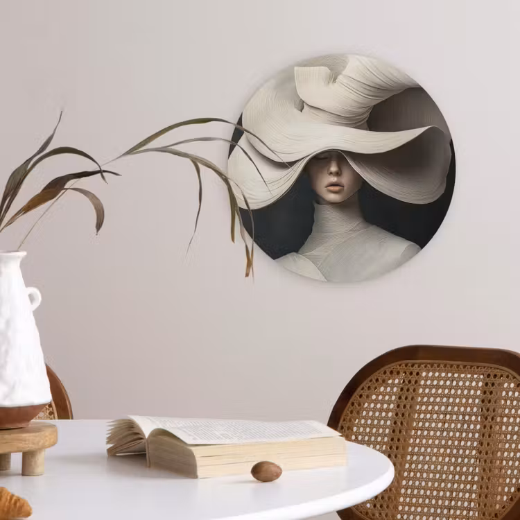 Modern - Vrouw - Hoed Wandcirkel plexiglas klein -sfeer4
