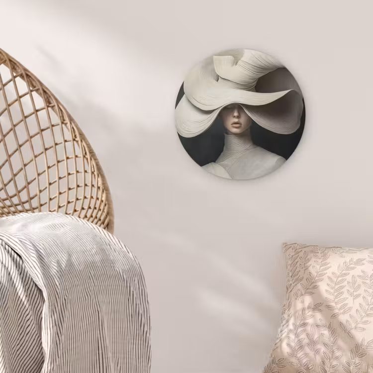 Modern - Vrouw - Hoed Wandcirkel plexiglas klein -sfeer5