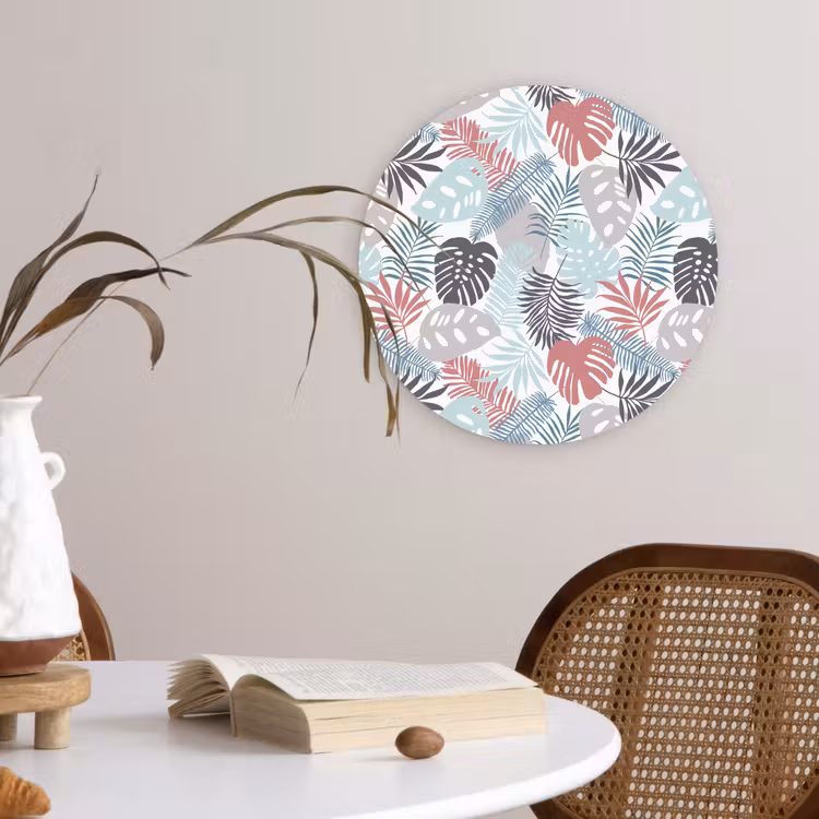 Monstera - Pastel - Bladeren - Tropical Wandcirkel plexiglas klein -sfeer4