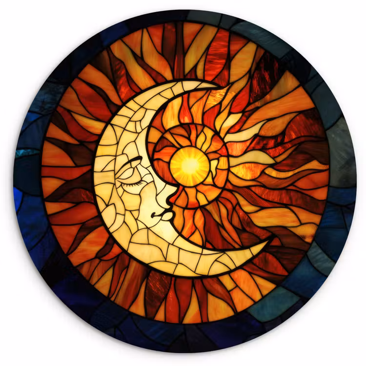 Mozaïek - Glas - Maan - Donkerblauw Wandcirkel plexiglas klein -3d