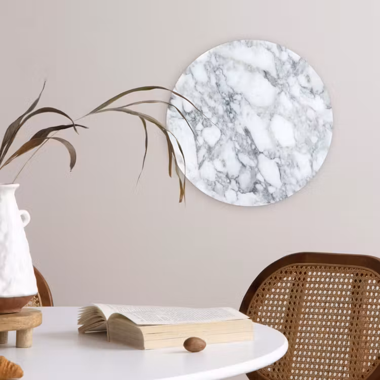 Mozaïek - Marmer - Wit - Onregelmatig Wandcirkel plexiglas klein 852 -sfeer4