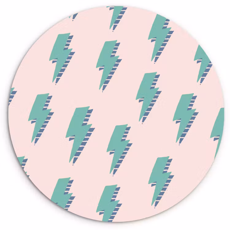 Patroon - Bliksem - Roze - Groen Wandcirkel plexiglas klein 852 -3d