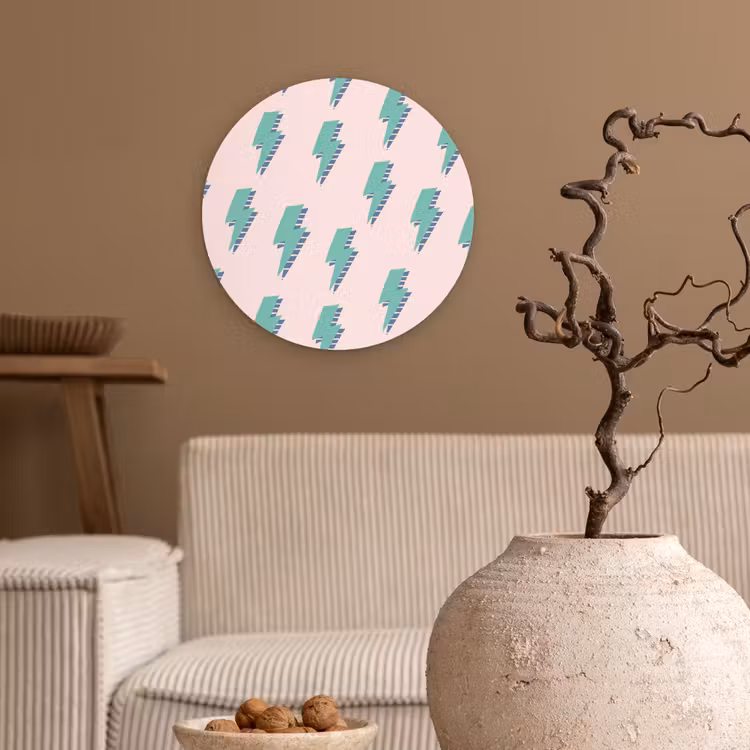Patroon - Bliksem - Roze - Groen Wandcirkel plexiglas klein 852 -sfeer1