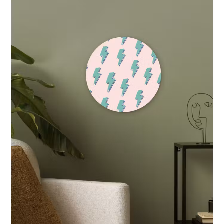 Patroon - Bliksem - Roze - Groen Wandcirkel plexiglas klein 852 -sfeer3