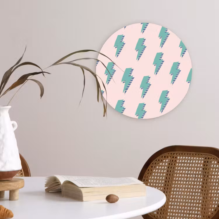 Patroon - Bliksem - Roze - Groen Wandcirkel plexiglas klein 852 -sfeer4