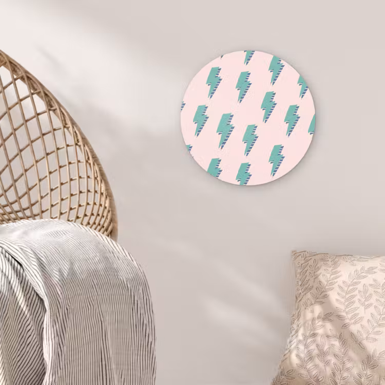 Patroon - Bliksem - Roze - Groen Wandcirkel plexiglas klein 852 -sfeer5