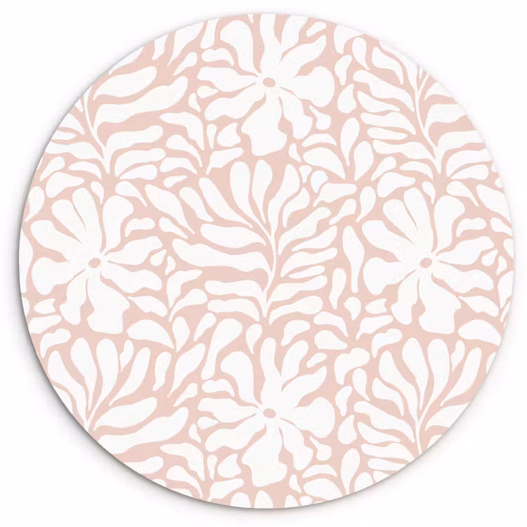 Patroon - Bloemen - Roze - Wit Wandcirkel plexiglas klein 852 -3d
