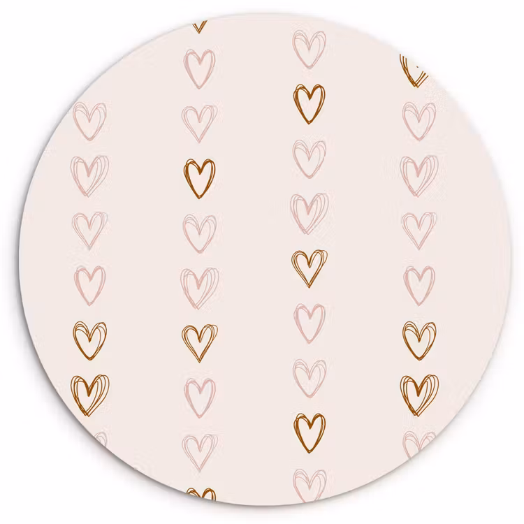 Patroon - Hartjes - Lichtroze Wandcirkel plexiglas klein 852 -3d