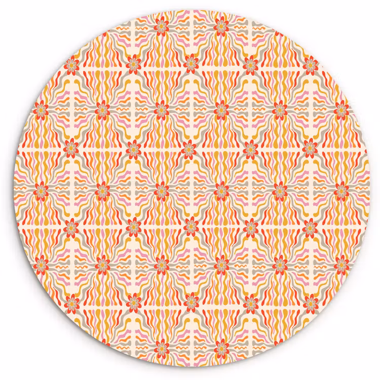 Patroon - Retro - Kleur Wandcirkel plexiglas klein 852 -3d