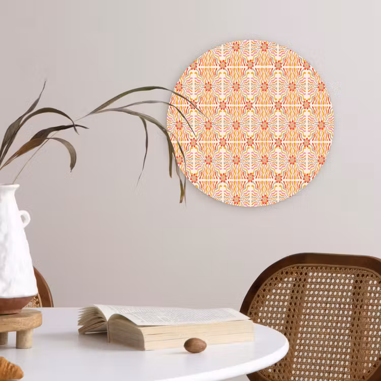 Patroon - Retro - Kleur Wandcirkel plexiglas klein 852 -sfeer4