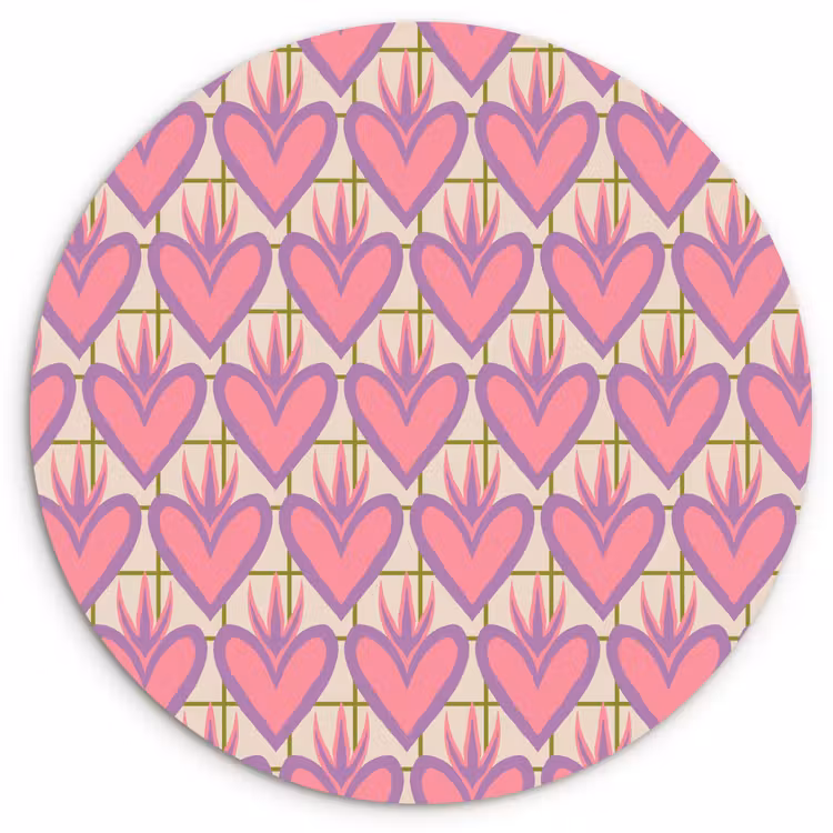 Patroon - Roze - Hartjes Wandcirkel plexiglas klein 852 -3d