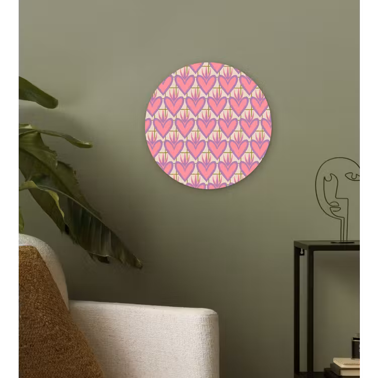 Patroon - Roze - Hartjes Wandcirkel plexiglas klein 852 -sfeer3