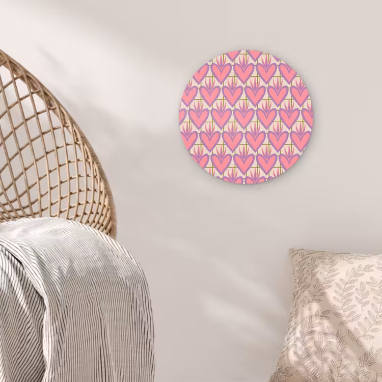 Patroon - Roze - Hartjes Wandcirkel plexiglas klein 852 -sfeer5