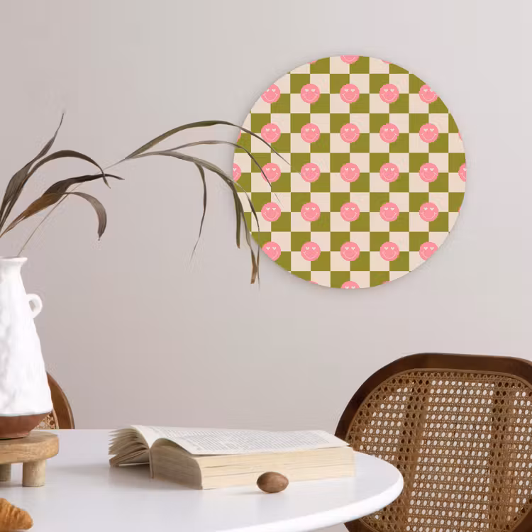 Patroon - Smileys - Blokken Wandcirkel plexiglas klein 852 -sfeer4