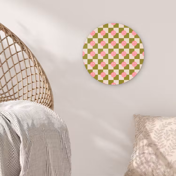 Patroon - Smileys - Blokken Wandcirkel plexiglas klein 852 -sfeer5