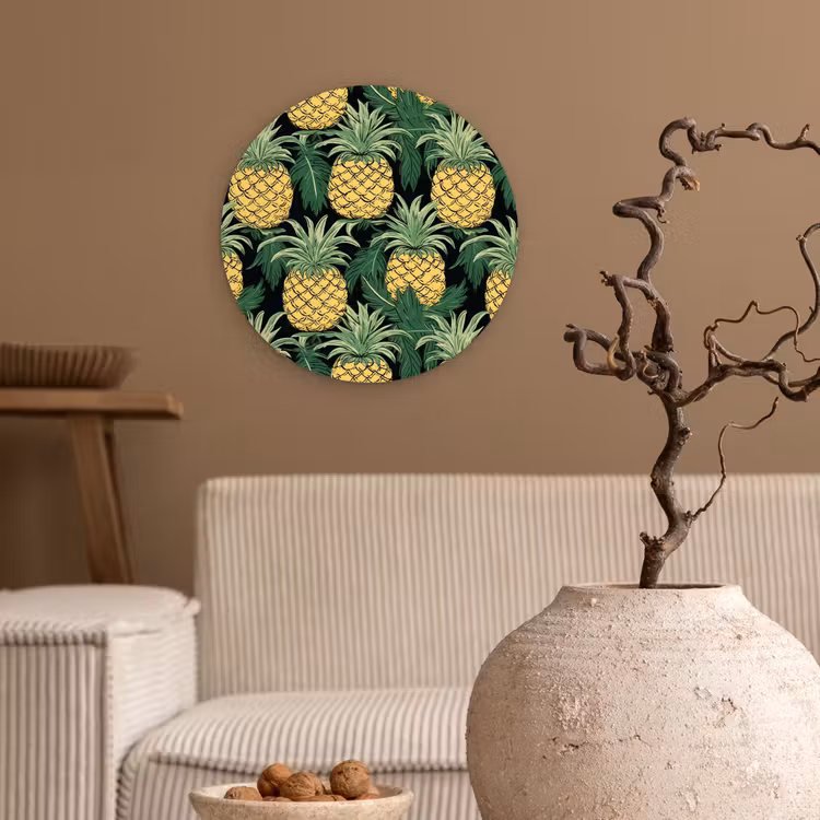 Patroon - Tropisch - Ananas - Illustratie Wandcirkel plexiglas klein 852 -sfeer1