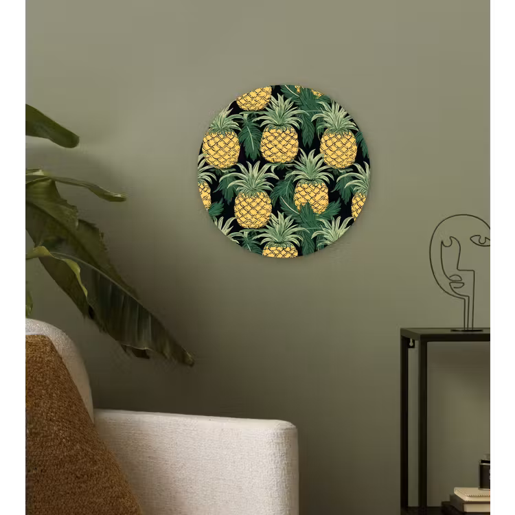 Patroon - Tropisch - Ananas - Illustratie Wandcirkel plexiglas klein 852 -sfeer3