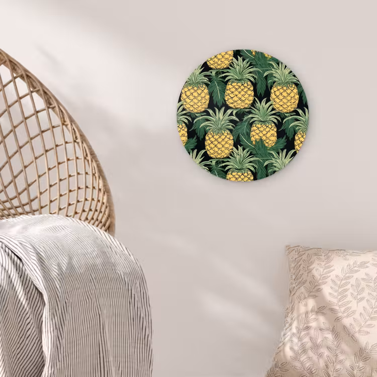 Patroon - Tropisch - Ananas - Illustratie Wandcirkel plexiglas klein 852 -sfeer5