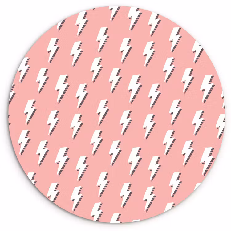 Patroon - Wit - Bliksem - Roze Wandcirkel plexiglas klein 852 -3d