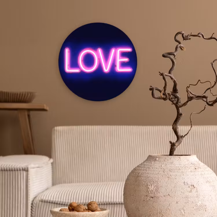 Neon - Love - Valentijn Wandcirkel plexiglas klein -sfeer1