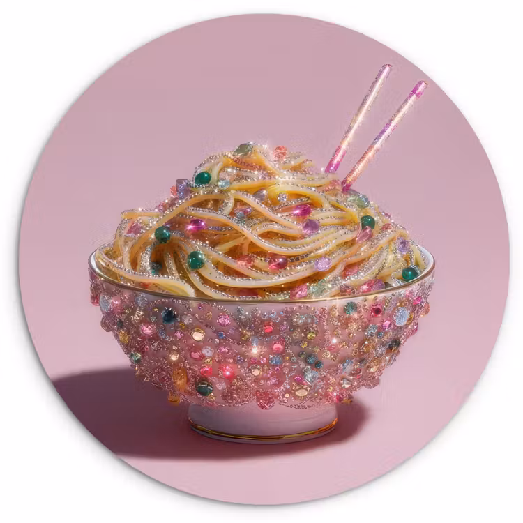 Noodles - Edelstenen - Stokjes - Roze Wandcirkel plexiglas klein -3d