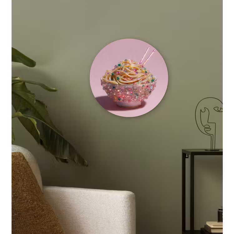 Noodles - Edelstenen - Stokjes - Roze Wandcirkel plexiglas klein -sfeer3
