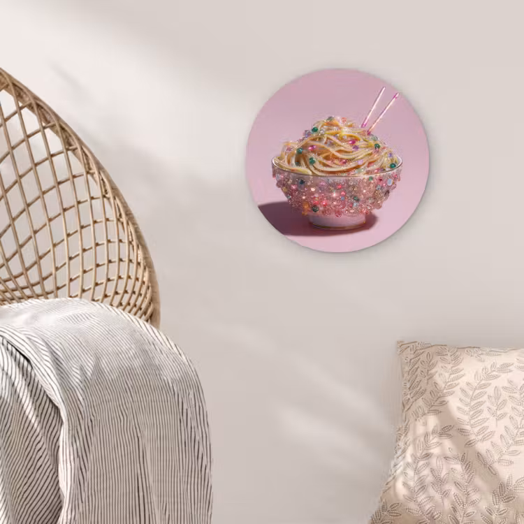 Noodles - Edelstenen - Stokjes - Roze Wandcirkel plexiglas klein -sfeer5