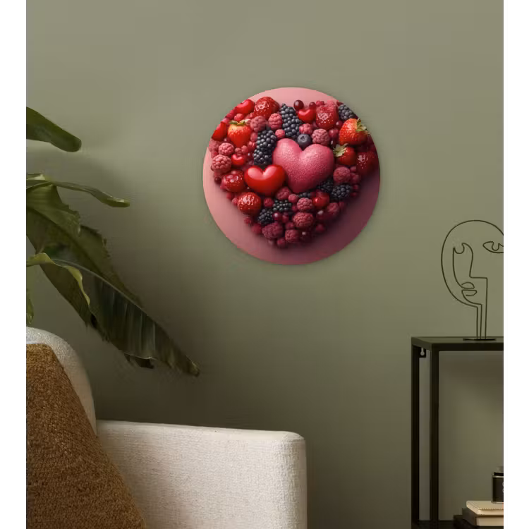 Fruit - Hartjes - Aardbeien - Frambozen - Bosbessen Wandcirkel plexiglas klein -sfeer3