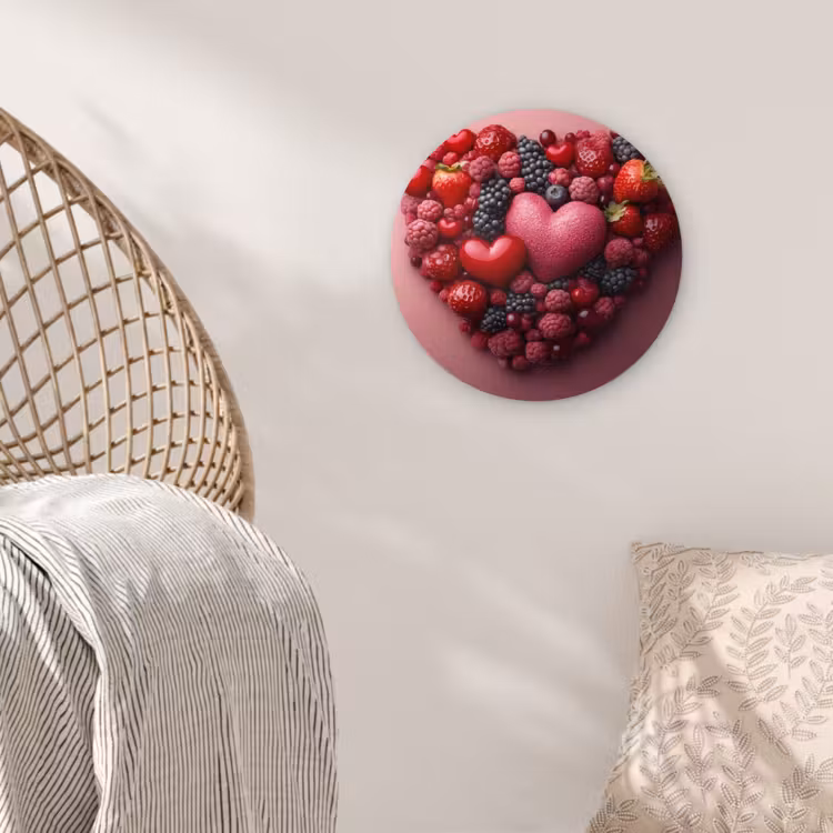 Fruit - Hartjes - Aardbeien - Frambozen - Bosbessen Wandcirkel plexiglas klein -sfeer5