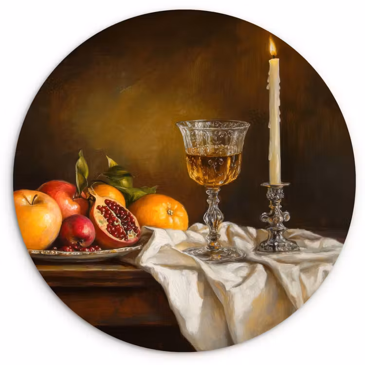Fruit - Stilleven - Wijn - Kaars Wandcirkel plexiglas klein -3d