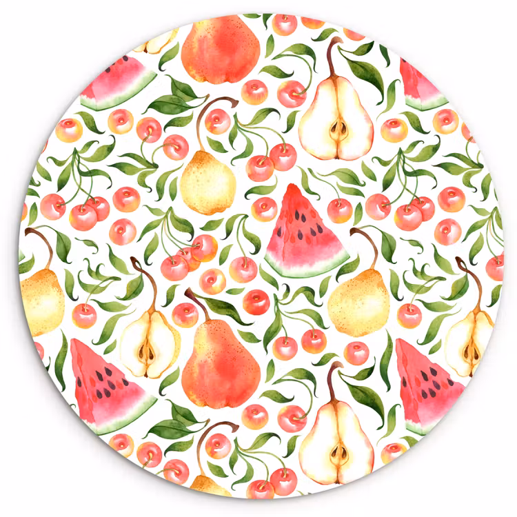 Fruit - Watermeloen - Kersen - Peer Wandcirkel plexiglas klein 852 -3d
