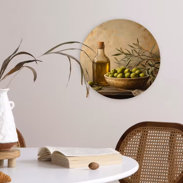 Olijven - Stilleven - Vintage Wandcirkel plexiglas klein -sfeer4
