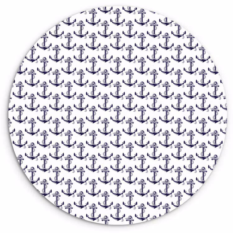 Oceaan - Anker - Blauw - Wit Wandcirkel plexiglas klein 852 -3d