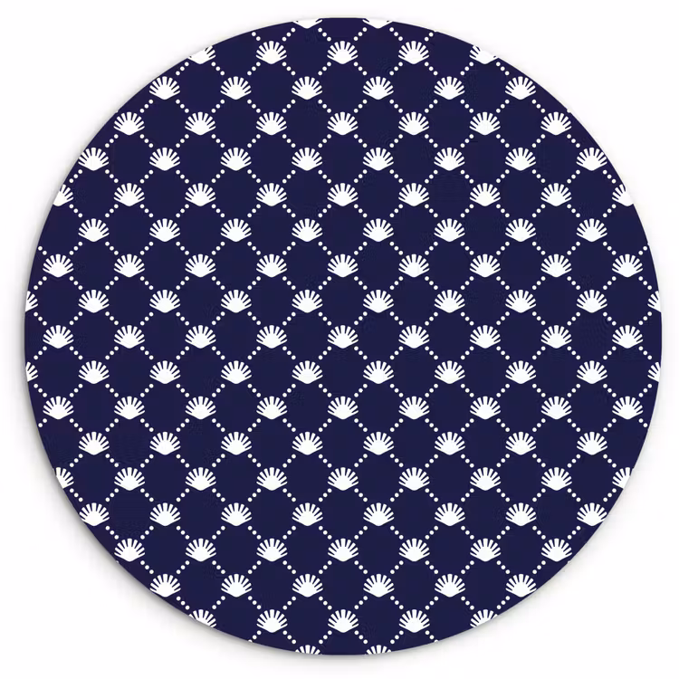 Oceaan - Schelp - Blauw - Wit Wandcirkel plexiglas klein 852 -3d