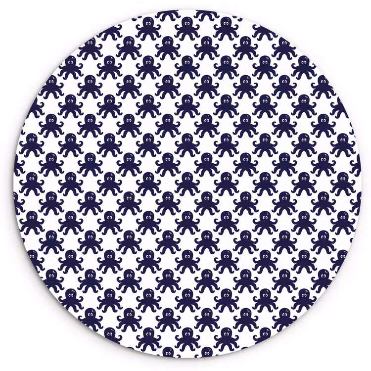 Oceaan - Octo - Blauw - Wit Wandcirkel plexiglas klein 852 -3d