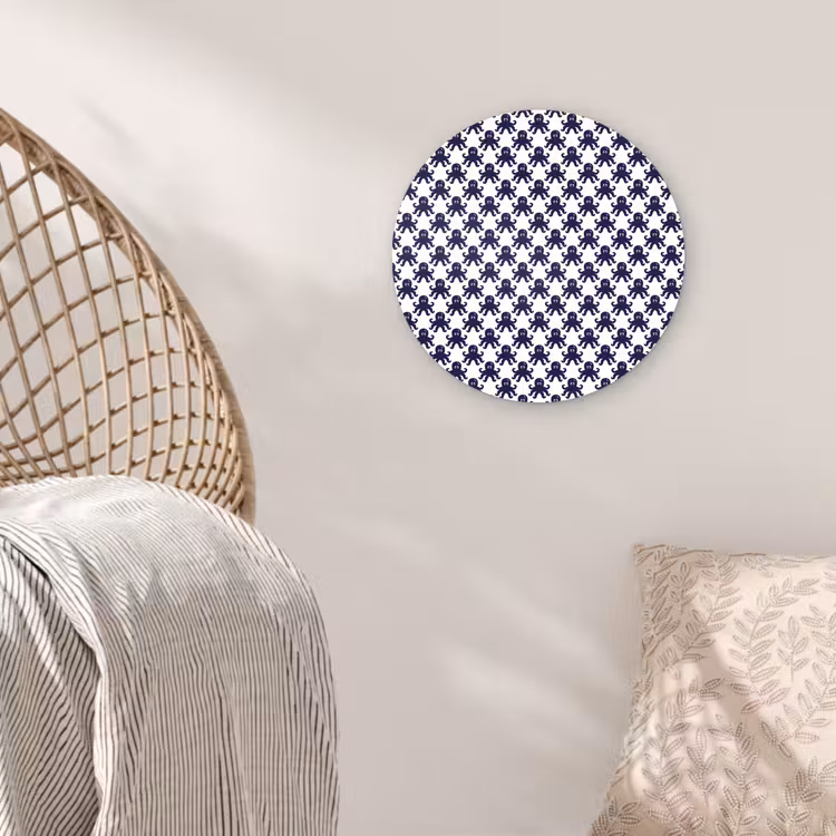 Oceaan - Octo - Blauw - Wit Wandcirkel plexiglas klein 852 -sfeer5