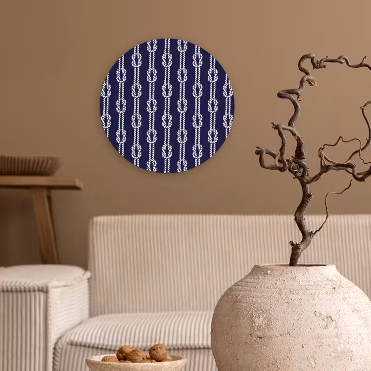 Oceaan - Touw - Blauw - Wit Wandcirkel plexiglas klein 852 -sfeer1