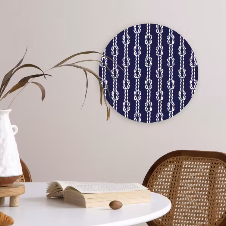Oceaan - Touw - Blauw - Wit Wandcirkel plexiglas klein 852 -sfeer4