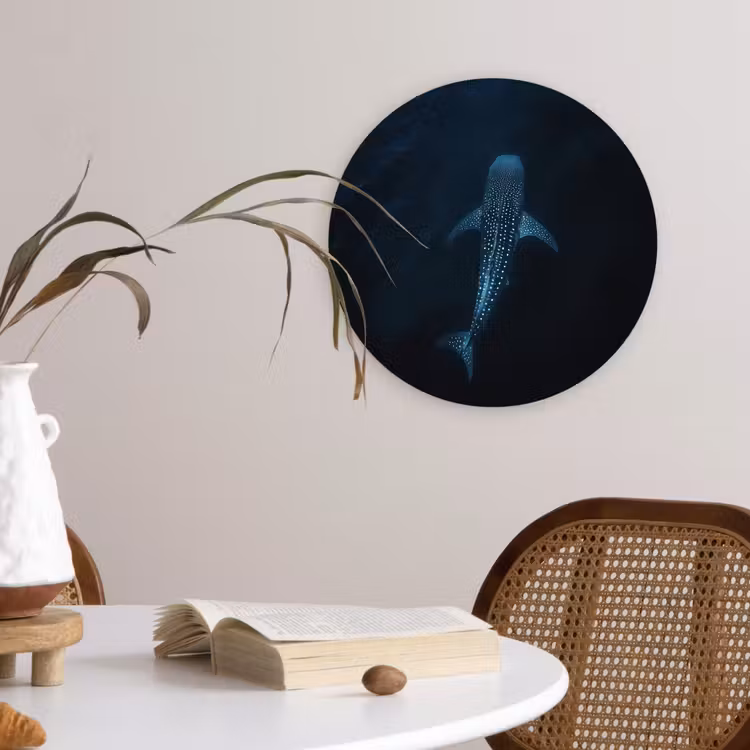 Oceaan - Walvishaai - Donkerblauw - Vlekken Wandcirkel plexiglas klein -sfeer4