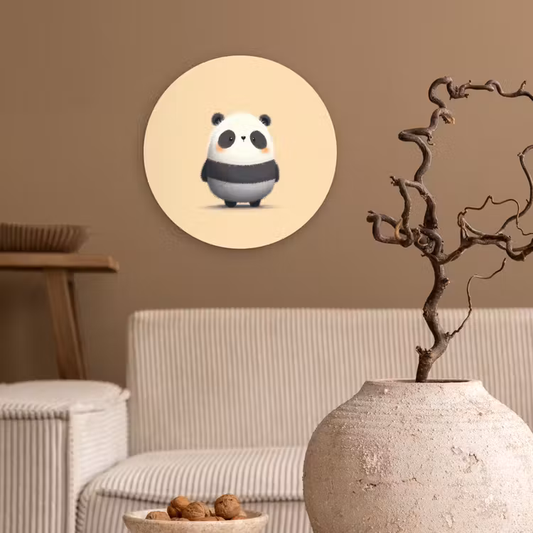 Panda - Beige - Minimalistisch Wandcirkel plexiglas klein -sfeer1