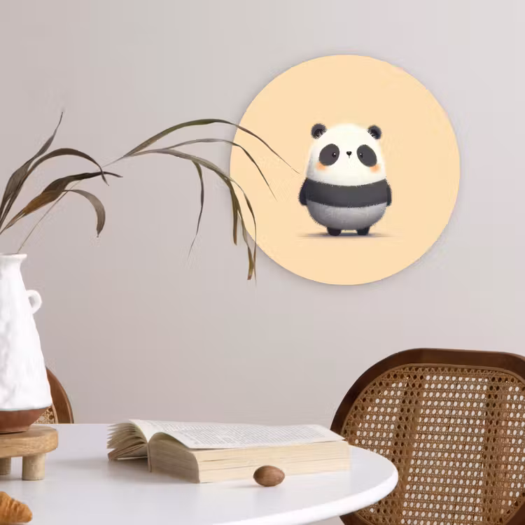 Panda - Beige - Minimalistisch Wandcirkel plexiglas klein -sfeer4