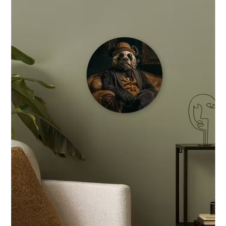 Panda - Hoed - Bril - Pak Wandcirkel plexiglas klein -sfeer3