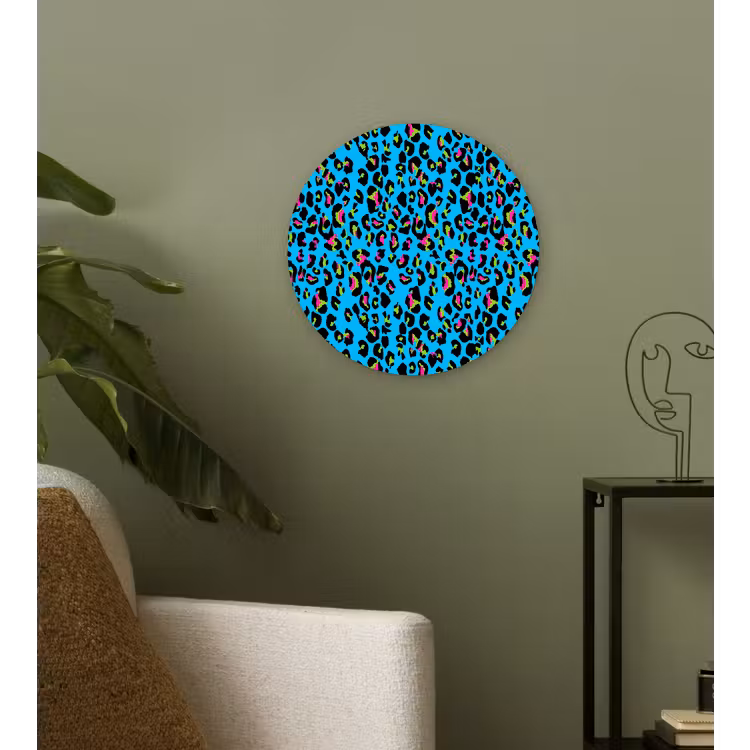 Panter - Blauw - Neon Wandcirkel plexiglas klein 852 -sfeer3