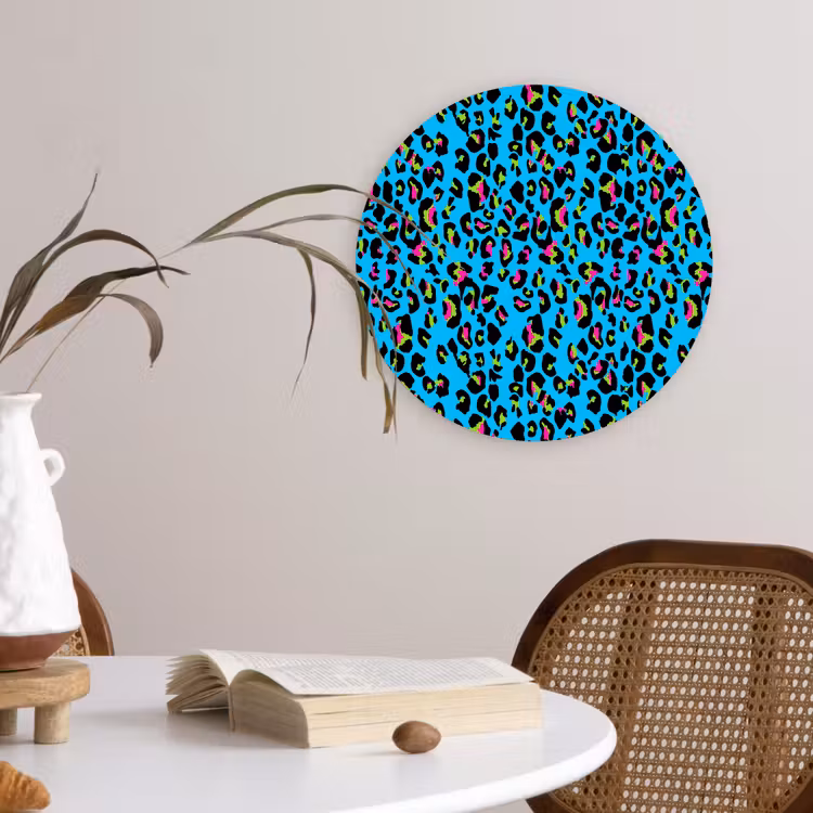 Panter - Blauw - Neon Wandcirkel plexiglas klein 852 -sfeer4