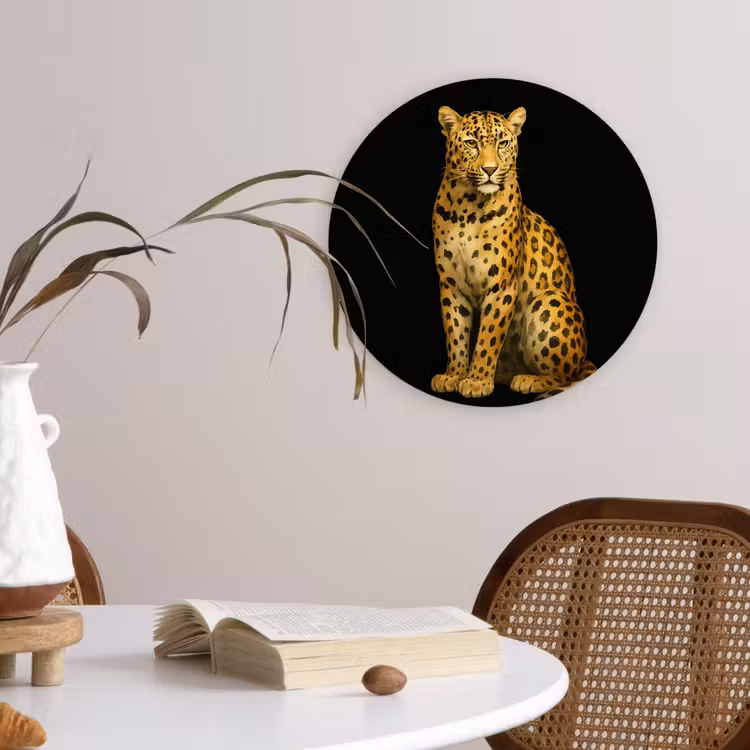 Panter - Realistisch - Bruin Wandcirkel plexiglas klein -sfeer4
