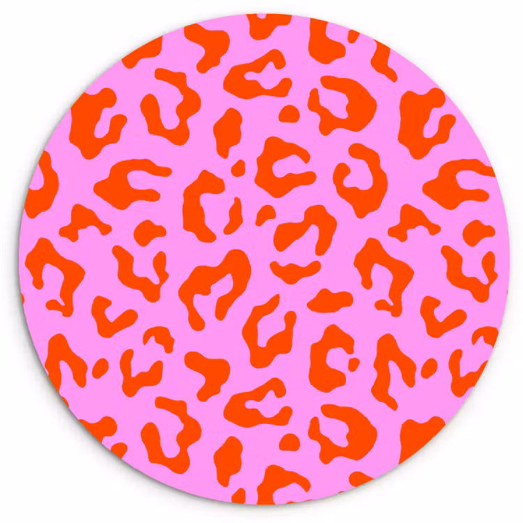 Panter - Rood - Roze Wandcirkel plexiglas klein 852 -3d