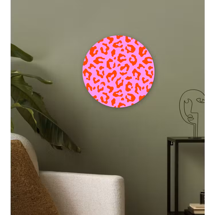 Panter - Rood - Roze Wandcirkel plexiglas klein 852 -sfeer3