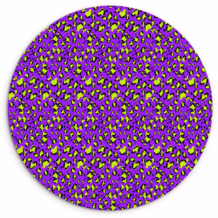 Panterprint - Paars - Groen - Neon Wandcirkel plexiglas klein 852 -3d